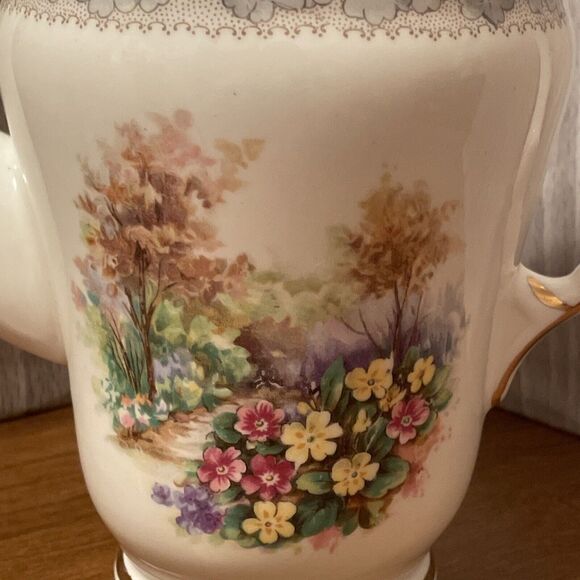 Vintage HM Sutherland England Woodland Dell Bone China Tea Pot And Lid Floral - Picture 2 of 15